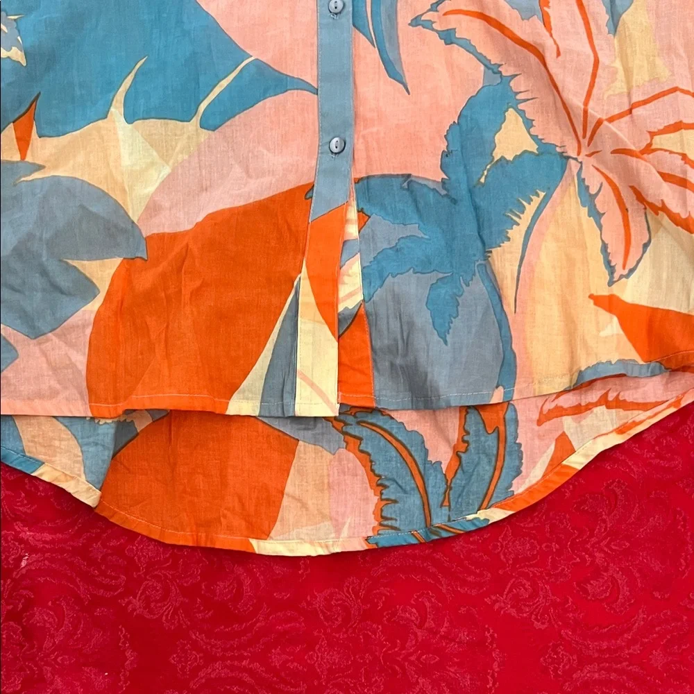 True Destinations Tropical Print Button Down Shirt XS Beach Cover Up - Picture 6 of 9